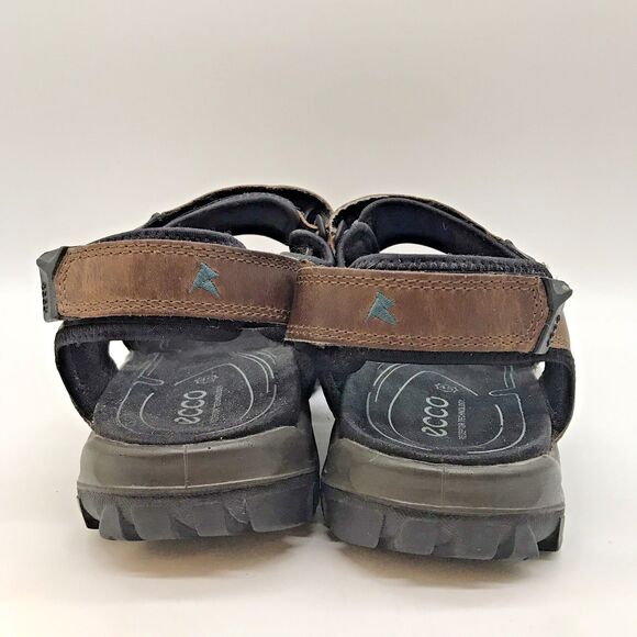 ECCO Receptor Technology Sports Sandals Men's 12 EU 45 Brown Leather Hook & Loop - Picture 4 of 11